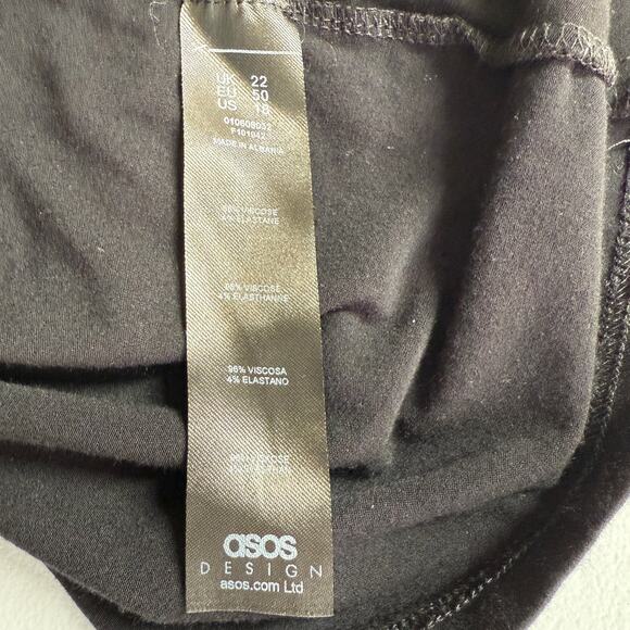 Asos Design Top Womens 18 Black Long Sleeve Surplice Neck Whimsigoth Flattering - Picture 8 of 9